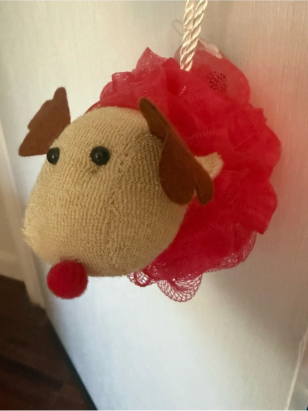 Festive Reindeer Rudolph Bath Pouf - 🎄✨ Holiday Loofah